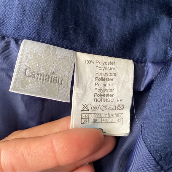 🔷 CAMAIEU ROYAL BLUE SILKY HIGH WAIST SKATER SKIRT! - Picture 6 of 9